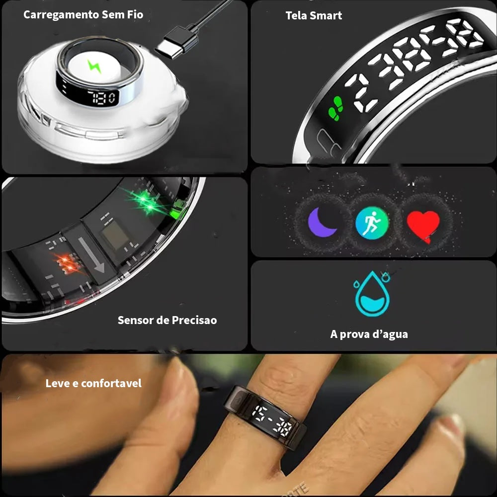 Smart Ring Pro 2025 – Tela Touch, Estilo Ativo, Wireless e 5ATM