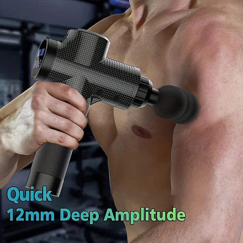 Massageador Profissional — Massage Gun com Display LCD Digital e 99 Níveis de Intensidade